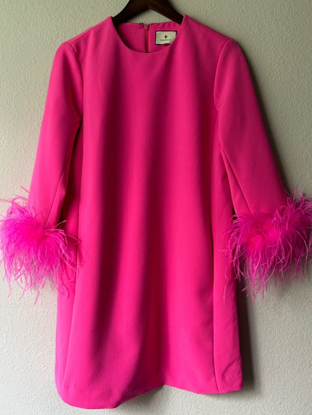Medium Hot Pink Feather Mod Mary Dress NWOT - Picture 2 of 7